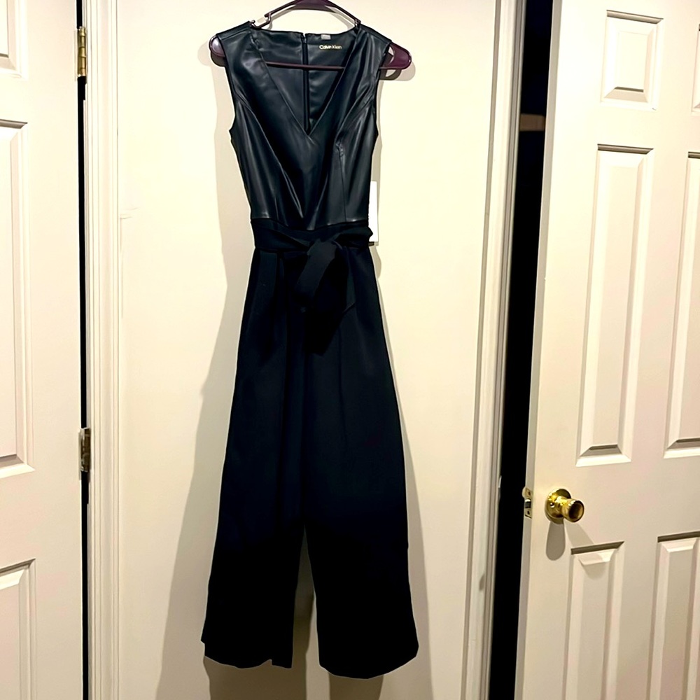Black leather Calvin Klein romper
